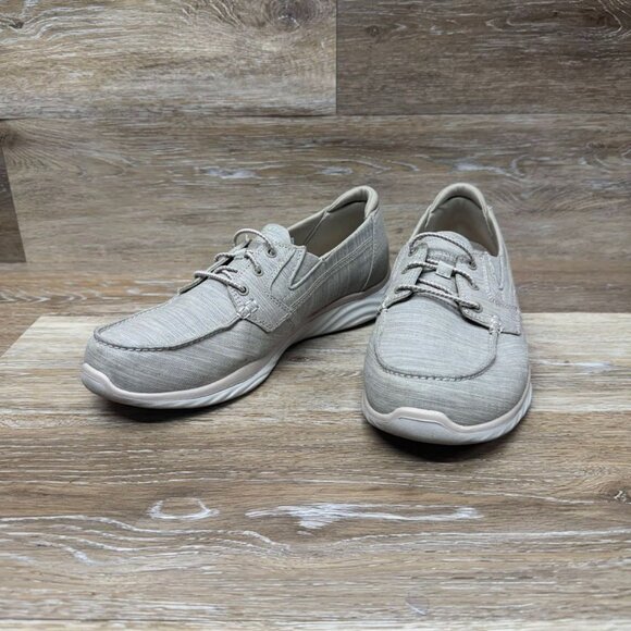 Skechers OntheGo Flex Ashore Beige Textile Boat Shoe Women's Size 9.5 - Picture 1 of 7
